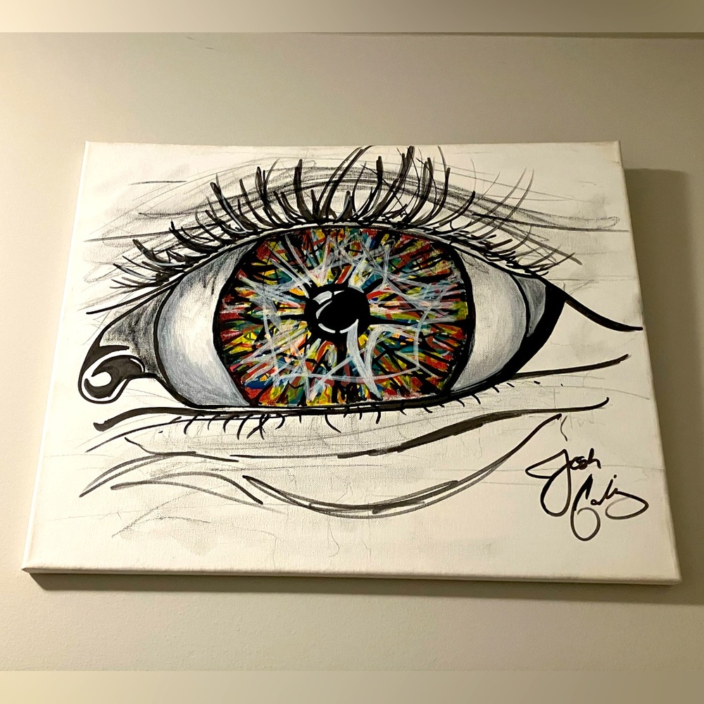 ORIGINAL  Abstract Eye Acrylic painting on canvas. 16x20in signed by Artist